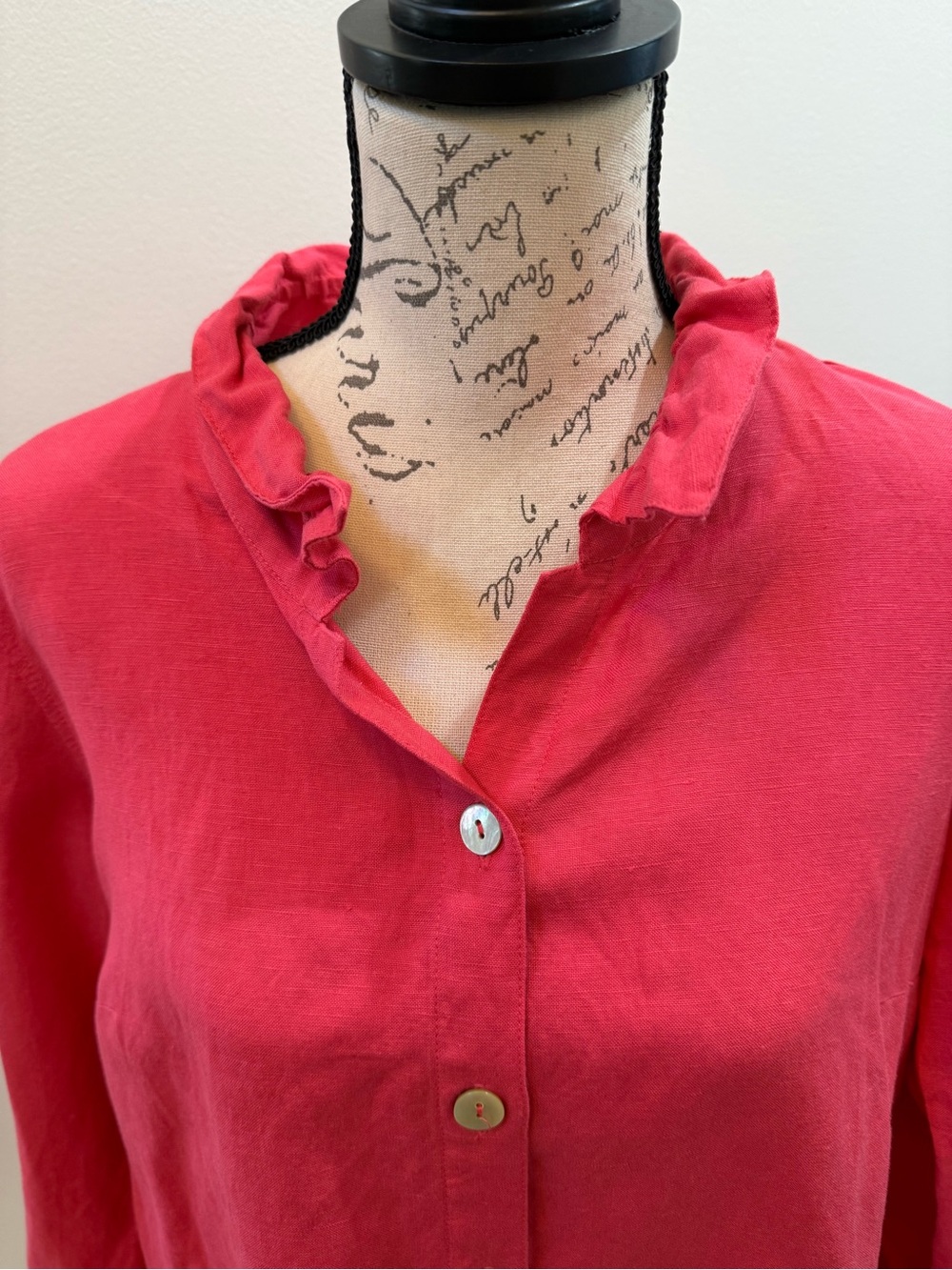 Soft SurroundingsTunic Blouse Shirt Pink Coral Linen Blend Button Front TSize M - Picture 2 of 7